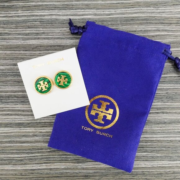 Tory Burch Women's Semi Precious Stud Earrings Green OS - Picture 6 of 13